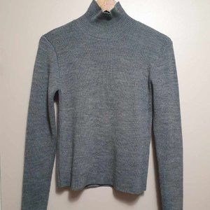 Frank and Oak Ribbed Wool Mockneck Sweater - S - Grey